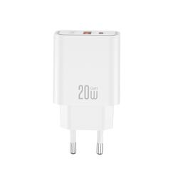 XO seinälaturi CE40 PD 20W 1x USB-C 1x USB Valkoinen