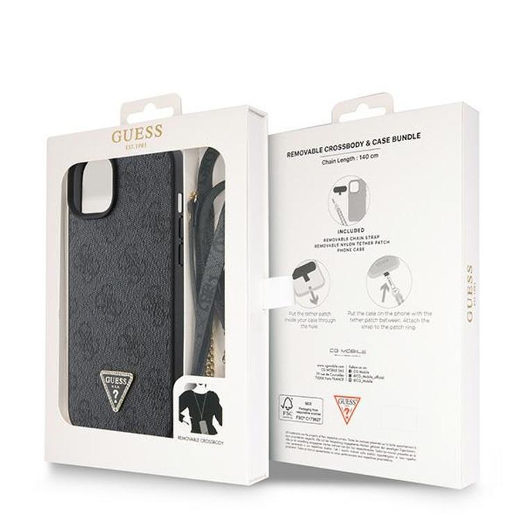 Guess case for iPhone 15 Plus 6,7" GUHCP15MP4TDSCPK black hardcase Crossbody 4G Metal Logo