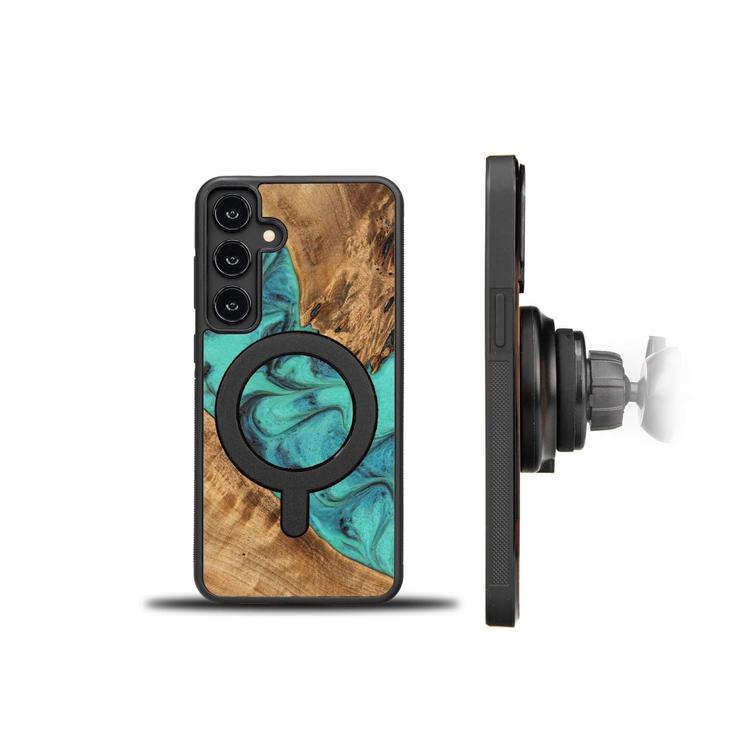 Bewoodin ainutlaatuinen turkoosi suojakuori Samsung Galaxy S24 Plus -puhelimelle MagSafe-kiinnityksell&auml;.