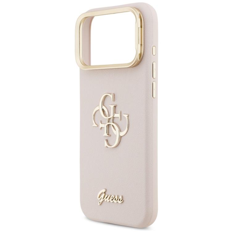 Guess Grained Big 4G & Stand -kamerakotelo iPhone 17 Pro Maxille, pinkki