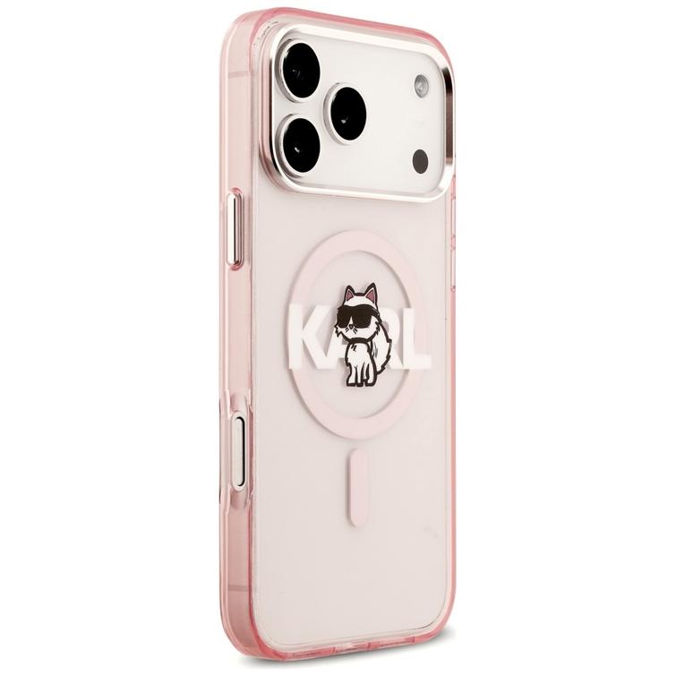 Karl Lagerfeld case for iPhone 17 Pro Max 6,9" IML Choupette Sketch Logo MagSafe pink