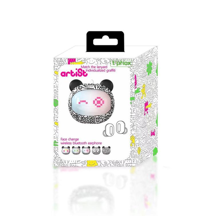 HEADPHONES T-PHOX TWS ARTIST FACE CHANGING WHITE