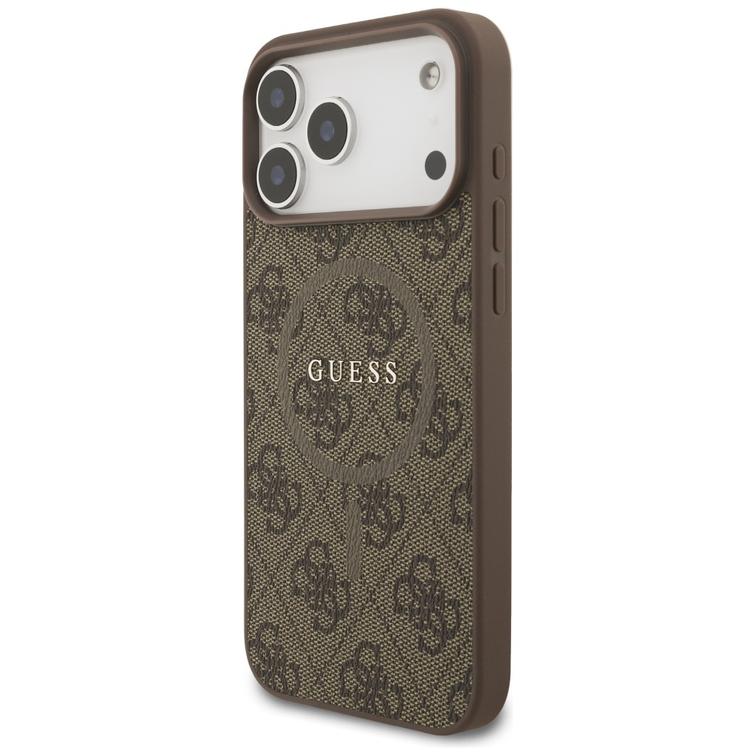 Guess 4G Ring Classic Logo MagSafe case for iPhone 17 Pro Max brown