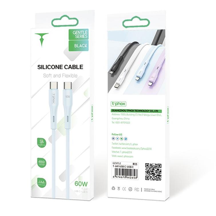 T-PHOX CABLE GENTLE USB-C/USB-C 60W BLACK