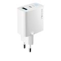 Forever TC-06-65AC GaN PD QC laturi 1x USB-C 1x USB 65W valkoinen