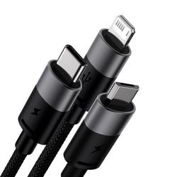Baseus-kaapeli 3in1 StarSpeed USB - micro USB + Lightning + USB-C 1,2m 3,5A musta