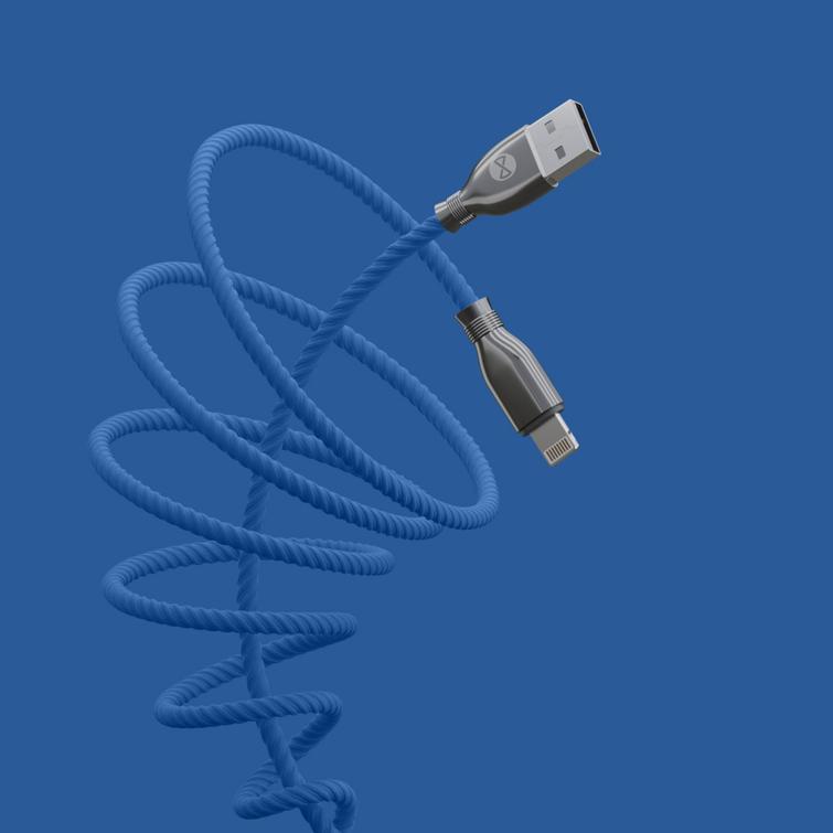 Forever Tornado USB-kaapeli - Lightning 1,0 m 3A tummansininen