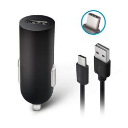 Forever M02 autolaturi 1x USB 2A musta + USB-C-kaapeli