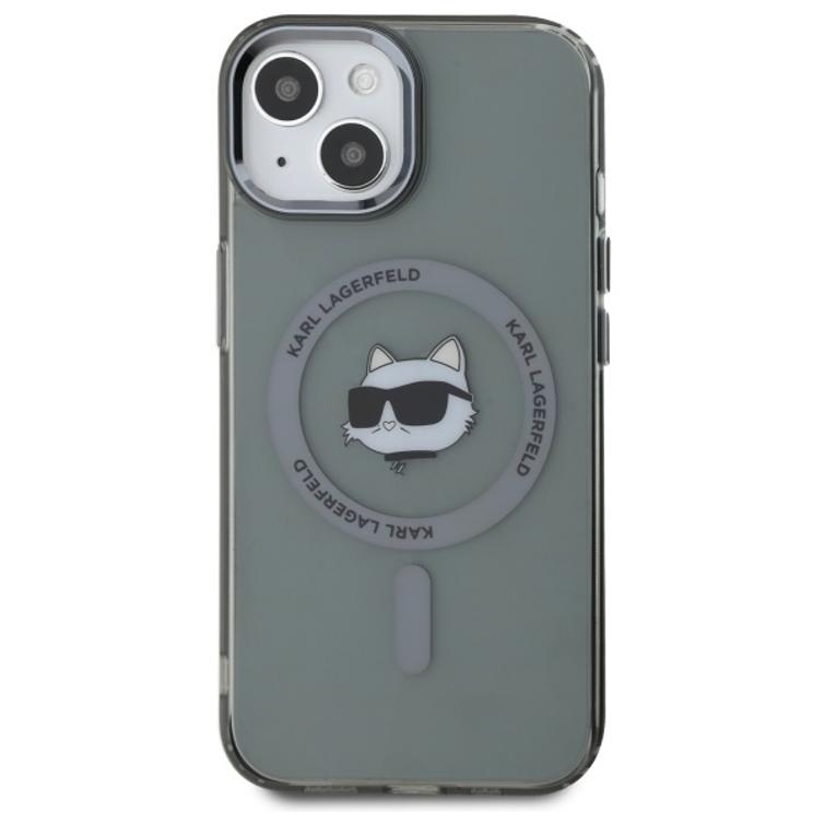 Karl Lagerfeld HC MagSafe IML Metal Choupette -suojakuori iPhone 15 6,1":lle, musta