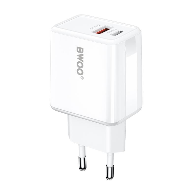 BWOO-sein&auml;laturi CDA182 QC 38W 1x USB-A + 1x USB-C valkoinen