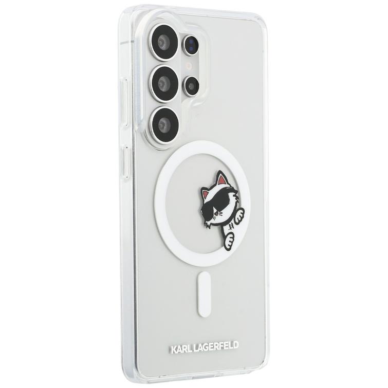 Karl Lagerfeld case IML Peekaboo Choupette MagSafe for Samsung Galaxy S26 Ultra transparent