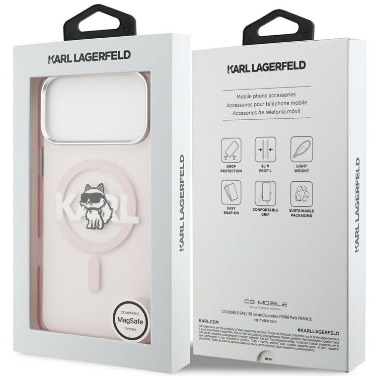 Karl Lagerfeld case for iPhone 17 Pro Max 6,9" IML Choupette Sketch Logo MagSafe pink