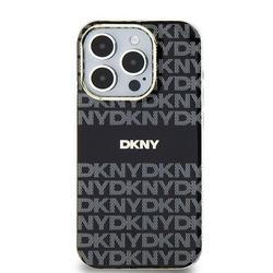 DKNY iPhone 15 Plus 6,7" -suojakuori DKHMP15MHRHSEK musta HC Magsafe PC TPU -suojakuori toistuvalla kuvioinnilla ja raidalla.