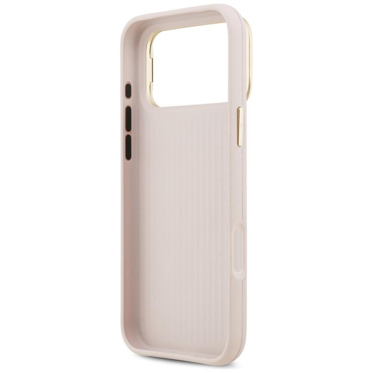 Guess Grained Big 4G & Stand -kamerakotelo iPhone 17 Pro Maxille, pinkki
