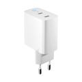 Forever TC-06-65CC GaN PD QC laturi 2x USB-C 65W valkoinen