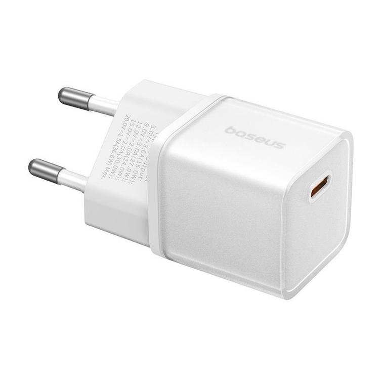 Baseus sein&auml;laturi GaN5 Mini PD 30W 1x USB-C kuunvalkoinen