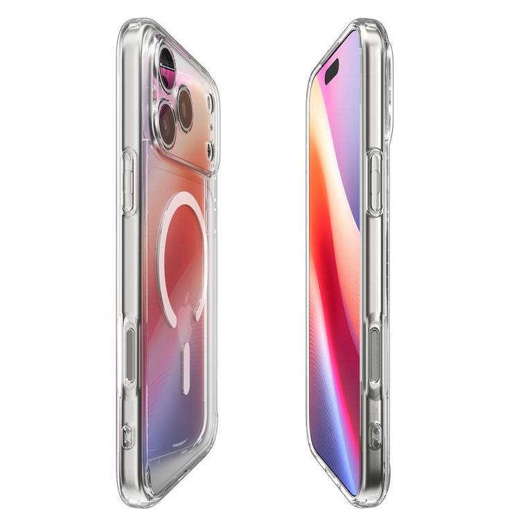 Spigen Ultra Hybrid Mag Magsafe -kotelo iPhone 17 Pro Maxille, kirkas/valkoinen