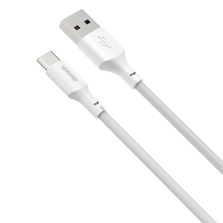 Baseus kaapeli Simple Wisdom USB - USB-C 1,5 m 5A valkoinen 2 kpl
