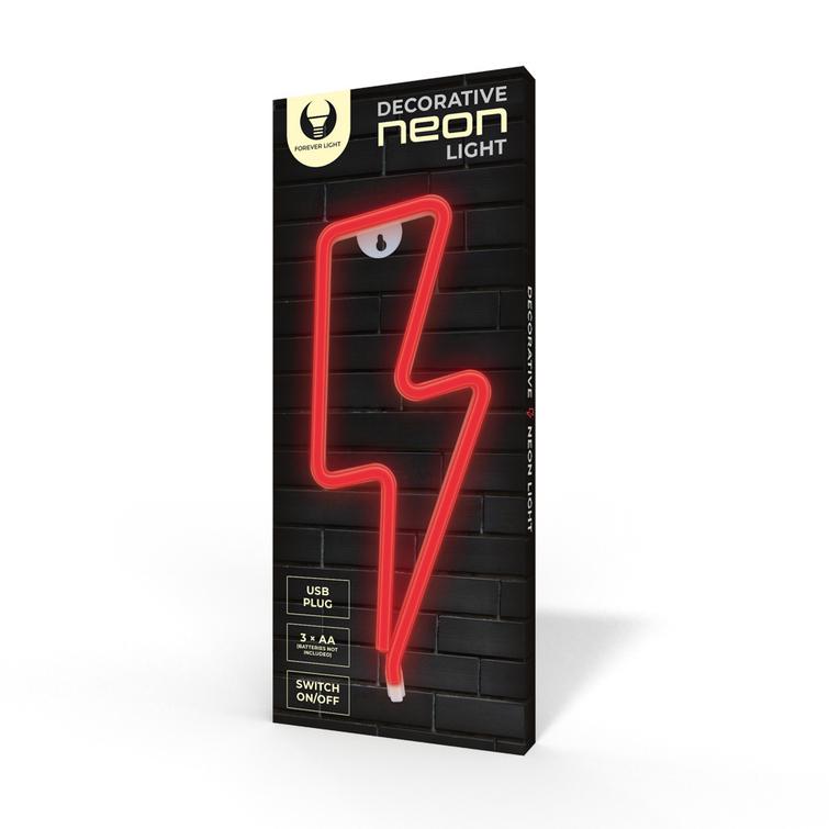 Neon LED-valo BOLT punainen Lepakko + USB FLNE06 Forever Light