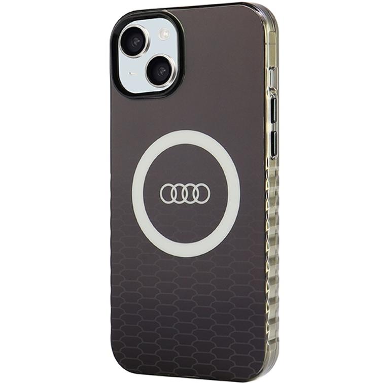 Audi-kotelo iPhone 15 Plus 6,7":lle, musta IML Big Logo MagSafe -kotelo