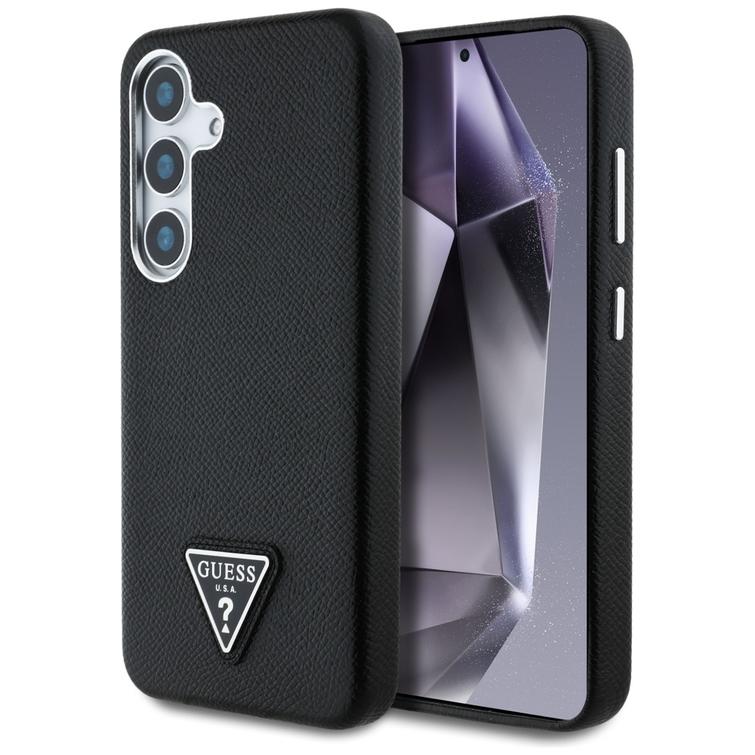 Etui Guess Grained Triangle Logo MagSafe do Samsung Galaxy S25 czarny