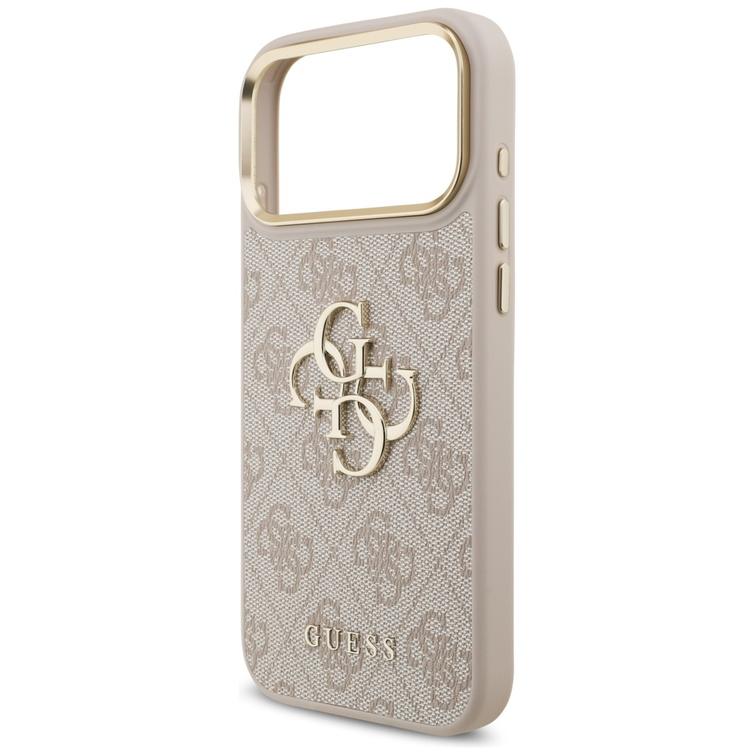 Guess 4G Big 4G Classic Logo Big Strap -metallinappisuojakuori iPhone 17 Pro Maxille, pinkki