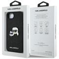 Karl Lagerfeld HC Fixed Glitter K&C Heads Logo Metal Pin -suojakuori iPhone 16e:lle, musta
