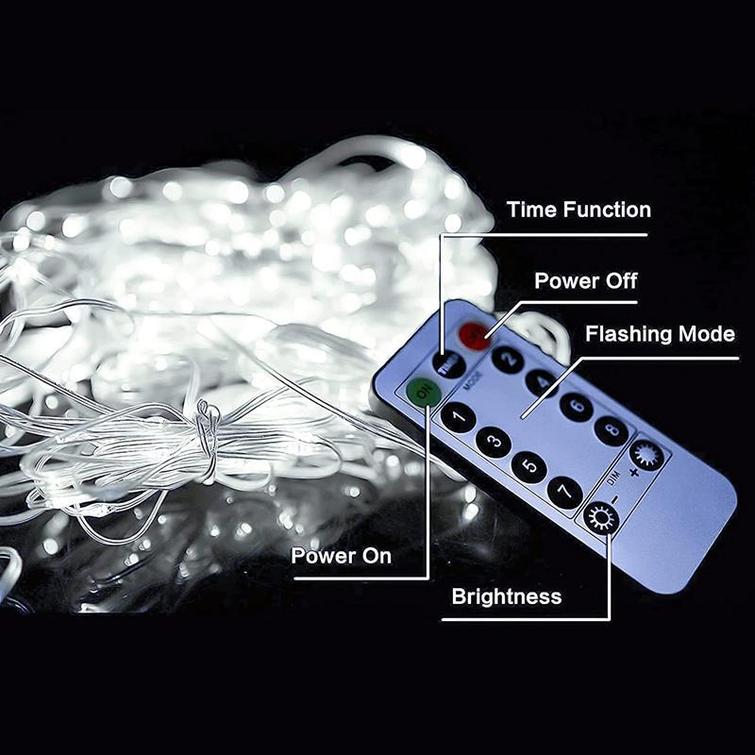 LED CURTAIN (100 LED LAMPS) 3Mx1M WITHOUT PENDANT COLD WHITE
