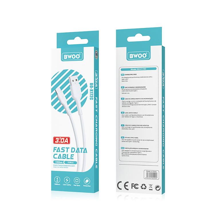 BWOO-kaapeli USB - USB-C 1m 3A Valkoinen BO-X172C