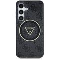 Guess HC Magnetic IML Metal Glitter 4G Circle Triangle -suojakuori Samsung Galaxy S25:lle, musta