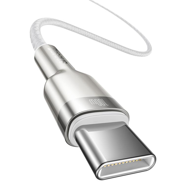 Baseus-kaapeli Cafule Metal PD USB-C - USB-C 1,0 m valkoinen 100W