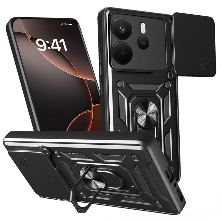 Defender Slide -suojakuori Xiaomi Redmi Note 14 4G:lle (maailmanlaajuinen) musta (164.84 x 78.15 x 8.16 mm)