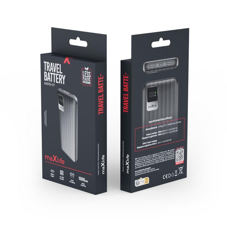 Maxlife varavirtal&auml;hde MXPB-07 10000 mAh musta