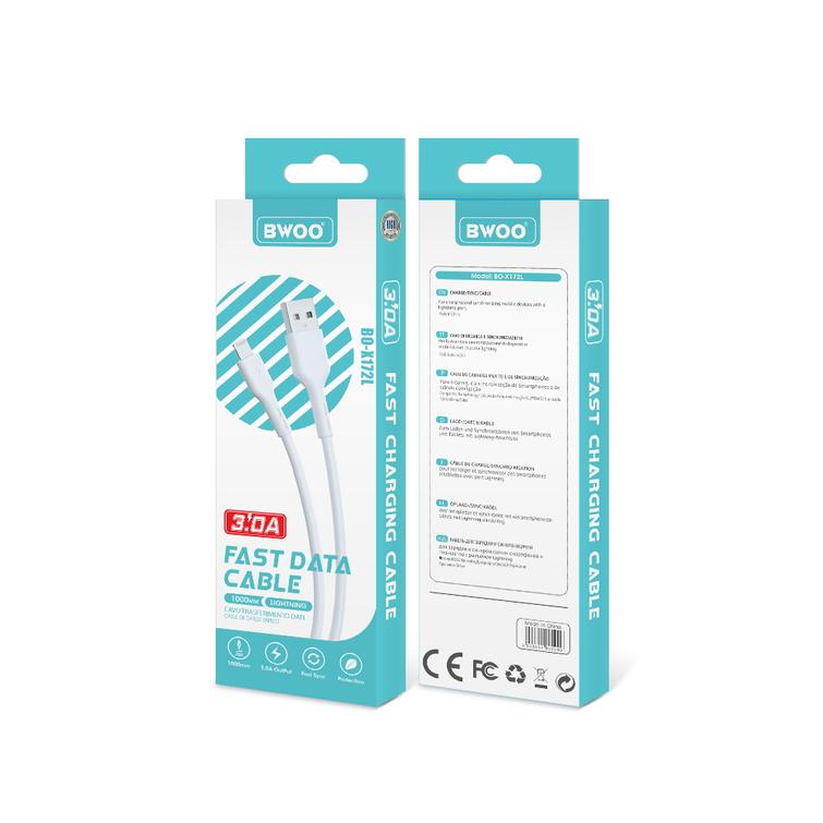 BWOO USB-kaapeli - Lightning 1m 3A Valkoinen X172L