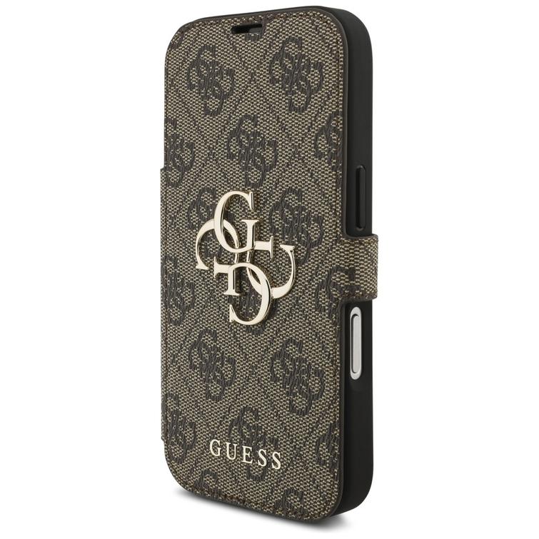 Guess Book 4G Metallinen Logo Suojakuori iPhone 17 Prolle, ruskea