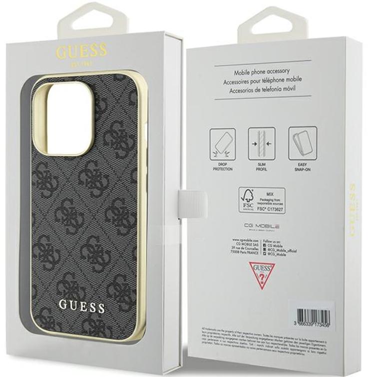 Guess iPhone 15 Pro 6,1" -puhelimen suojakuori GUHCP15LGF4GGR harmaa kovakuori 4G Charms Collection