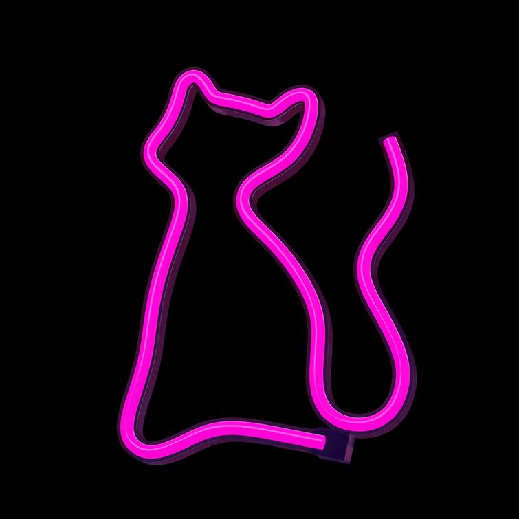 Neon LED-valo CAT pinkki Lepakko + USB FLNE04 Forever Light