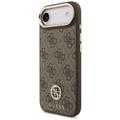 Guess 4G Strass Logo & Big Strap Metal Buttons MagSafe -kotelo iPhone Airille, ruskea