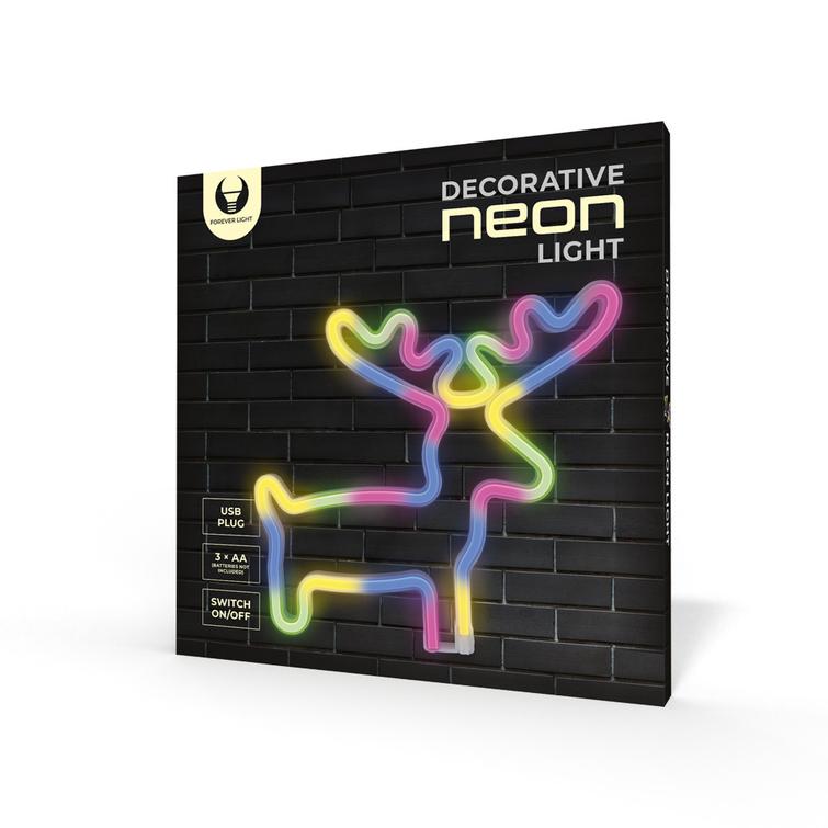 Neon LED -valo ELK monivärinen lepakko + USB FLNE12 Forever Light