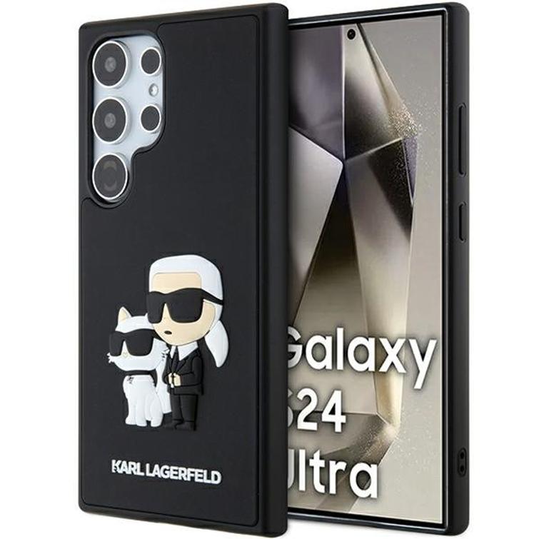 Karl Lagerfeld -suojakuori Samsung Galaxy S24 Ultralle KLHCS24L3DRKCNK musta HC 3D RUBBER KC NFT