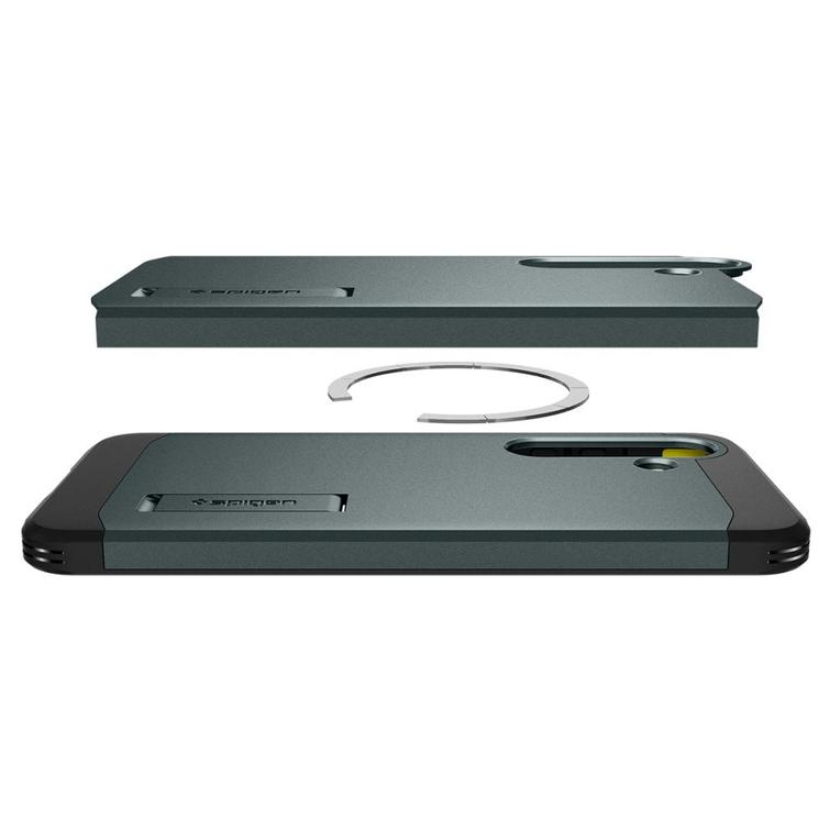 Spigen Tough Armor MagSafe -suojakuori Samsung Galaxy S25+ Plus:lle, syvänvihreä