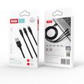 XO-kaapeli NB173 3in1 USB - Lightning + USB-C + microUSB 1,2 m 2,4A musta