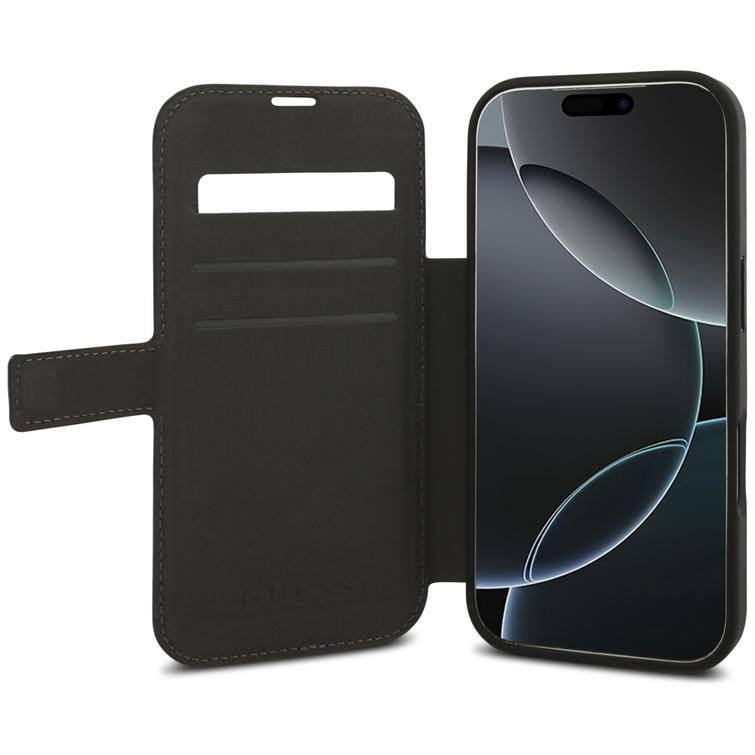 Guess Book 4G Metallinen Logo Suojakuori iPhone 17 Prolle, ruskea