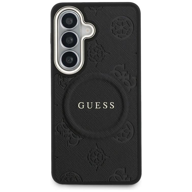 Guess case Saffiano Peony Embossed Ring MagSafe for Samsung Galaxy S26 Plus black
