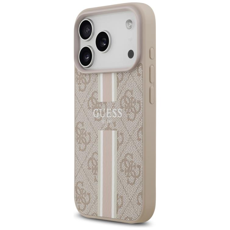 Guess 4G Printed Stripes MagSafe -kotelo iPhone 17 Prolle, pinkki