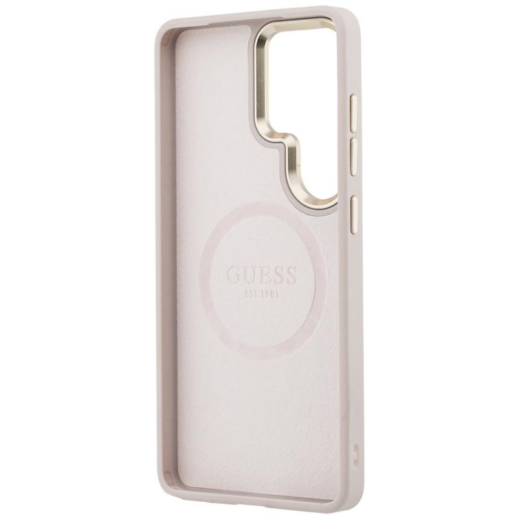 Guess case Saffiano Peony Embossed Ring MagSafe for Samsung Galaxy S26 Ultra pink