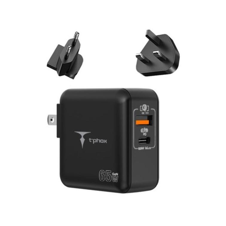 WALL CHARGER T-PHOX MEGA T-PP09 GAN PD 65W USB/USB-C BLACK