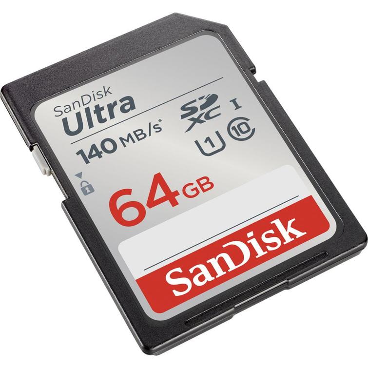SanDisk Ultra SDXC -muistikortti 64GB, 140MB/s, UHS-I, luokka 10