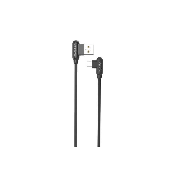 CABLE MX CORNER FAST CHARGE MICRO USB 2.4A/1M/ BLACK ANGULAR