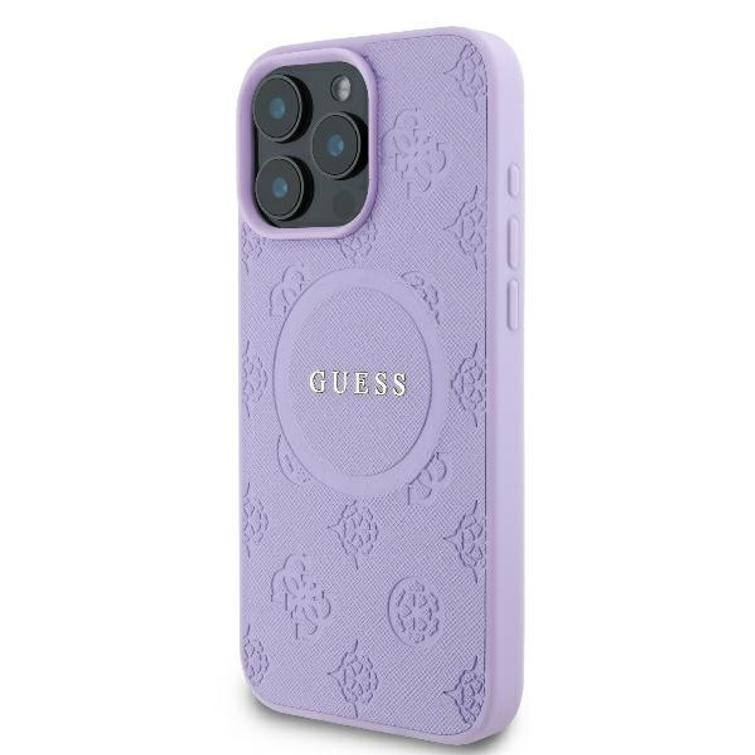 Guess-suojakuori iPhone 16 Pro Max 6,9":lle GUHMP16XPSAPSMEU Saffiano Peony Classic Logo violetti MagSafe